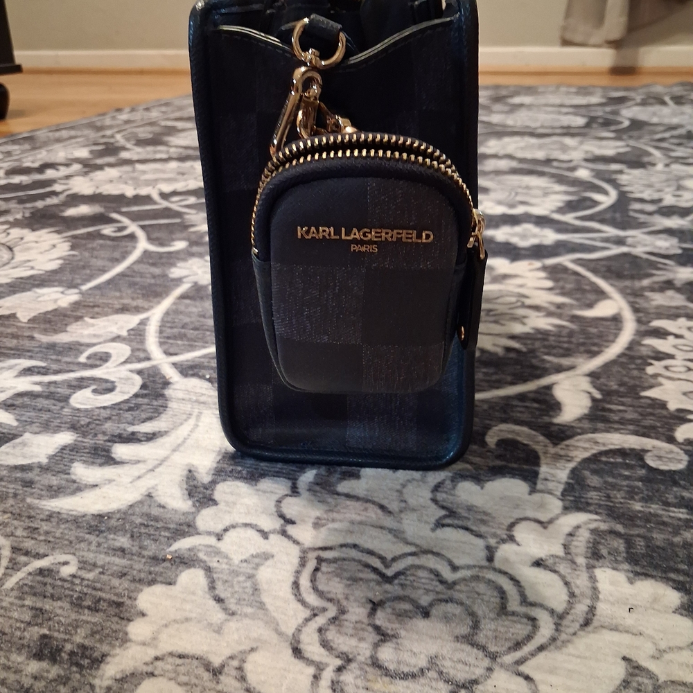 Karl Lagerfeld Womens Blue/Dark Blue Check Crossbody Bag - Picture 7 of 7